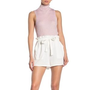 Know One Cares Brand High Rise Paperbag Waist Shorts